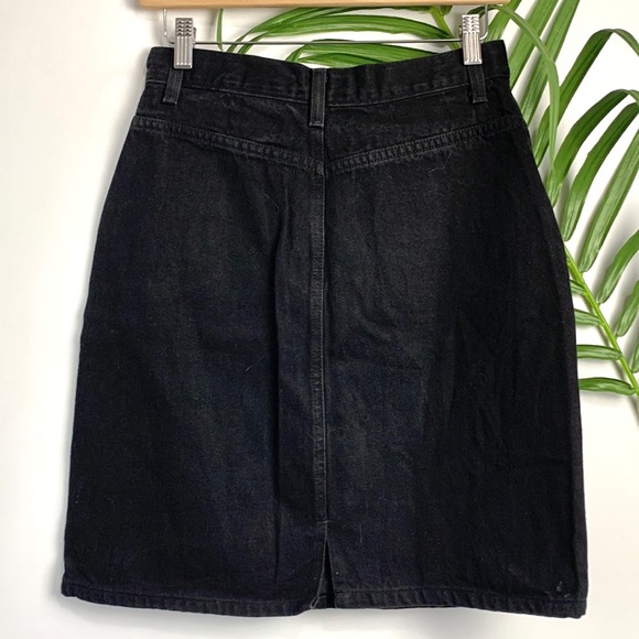 Vintage French Dressing Paris Black Denim 100% Cotton Midi Jean Skirt Size 6 - Picture 8 of 8